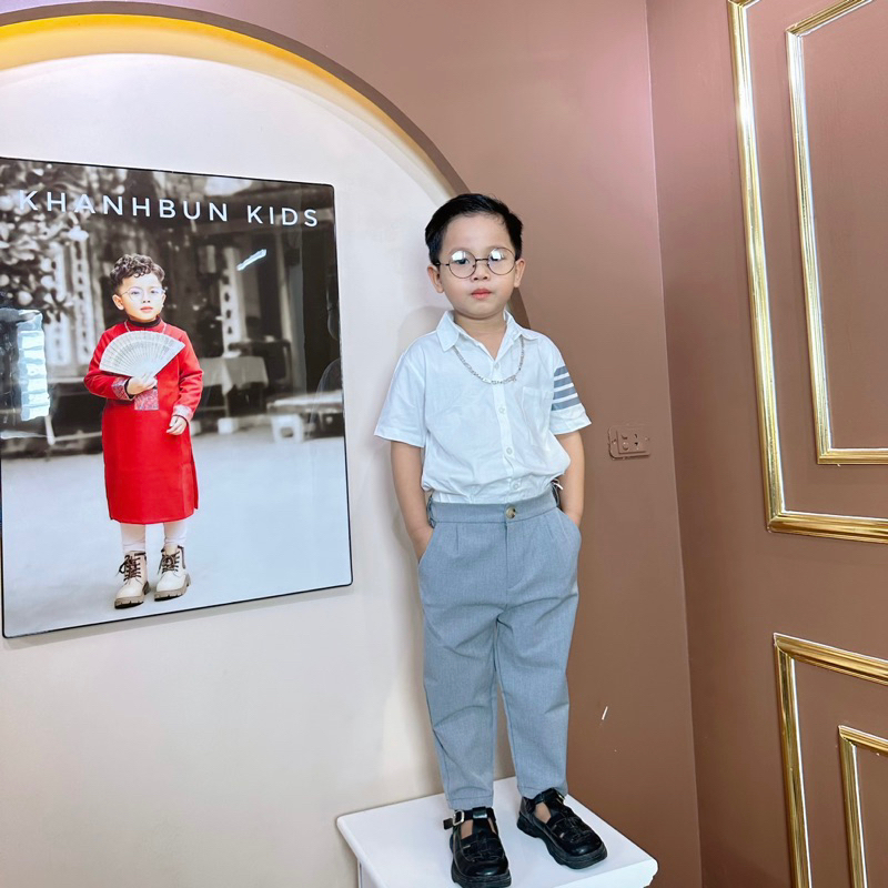 Quần Âu KhanhBun vải dày tôn dáng,co giãn 4 chiều, thoải mái đi chơi, đi học cho bé trai size từ 10-42 kí