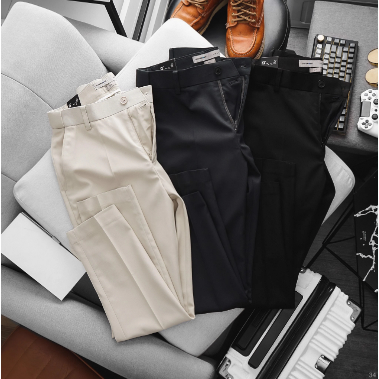 Quần tây nam ICONDENIM Hidden Elastic Waist Trousers phối lưng rút form slim ôm dáng - QTID0034