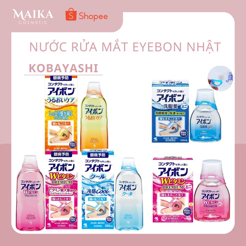 NƯỚC RỬA MẮT EYEBON W VITAMIN NHẬT 500ML - XANH & HỒNG