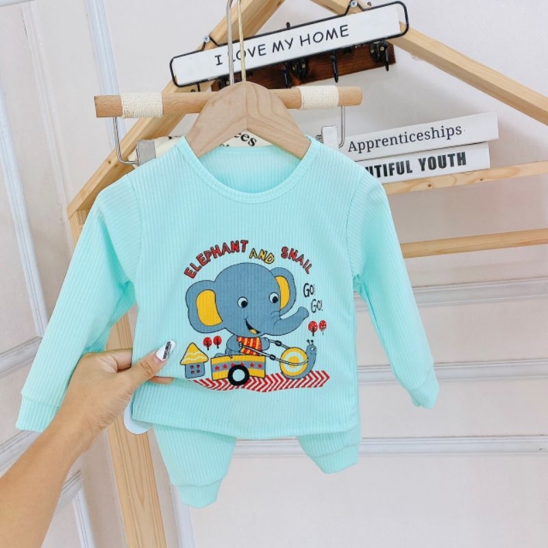 Bộ Dài Tay Gân Tăm Minky Mom In Hình Cho Bé