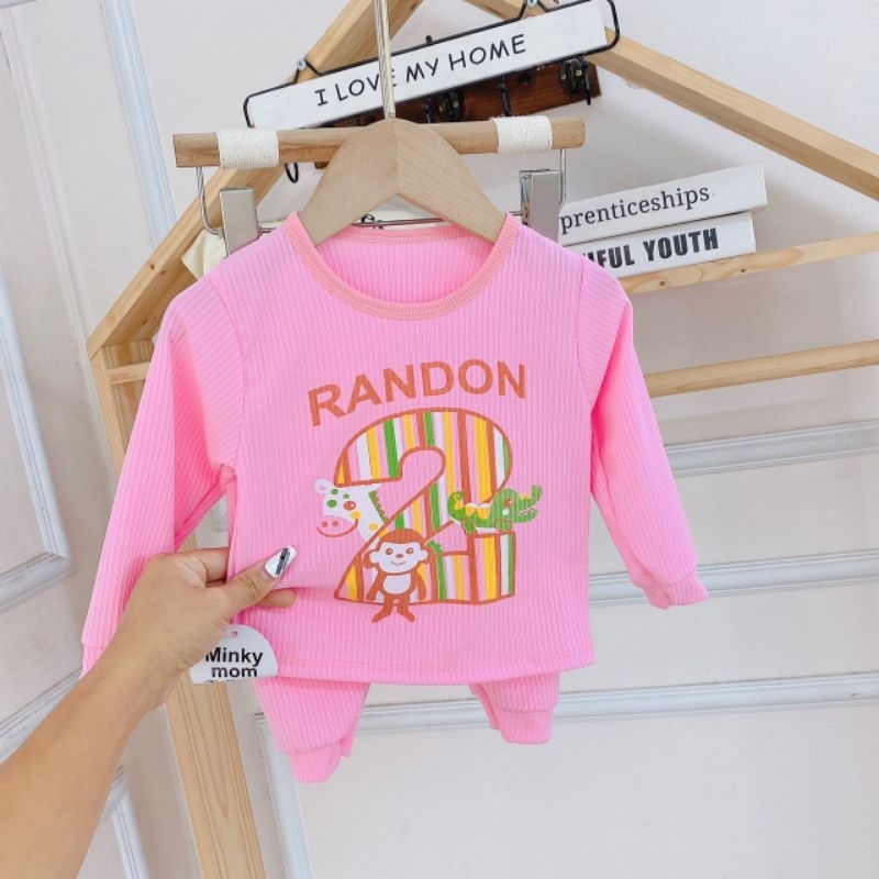 Bộ Dài Tay Gân Tăm Minky Mom In Hình Cho Bé