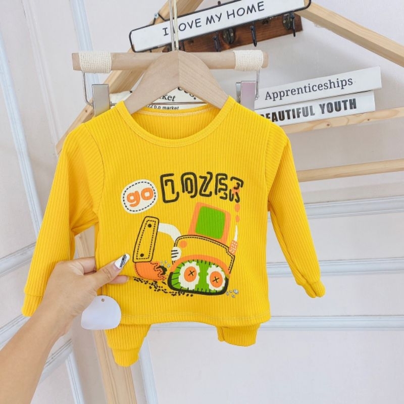 Bộ Dài Tay Gân Tăm Minky Mom In Hình Cho Bé