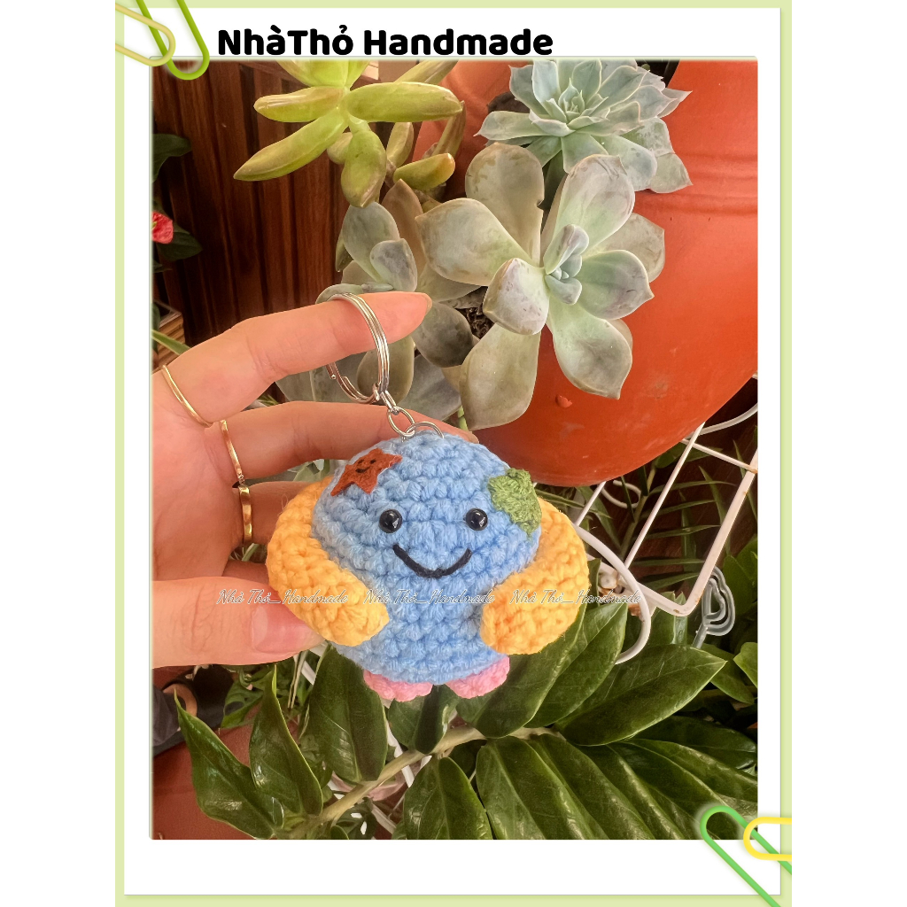 [ HANDMADE ] Móc khoá len hình trái đất Baby Saturn world -Gmm-Earth 🌎