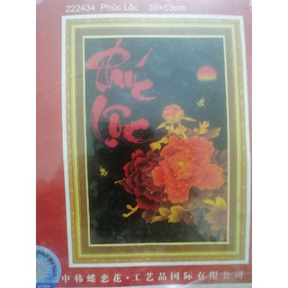 Tranh thêu tay chữ thập thư pháp Phúc lộc