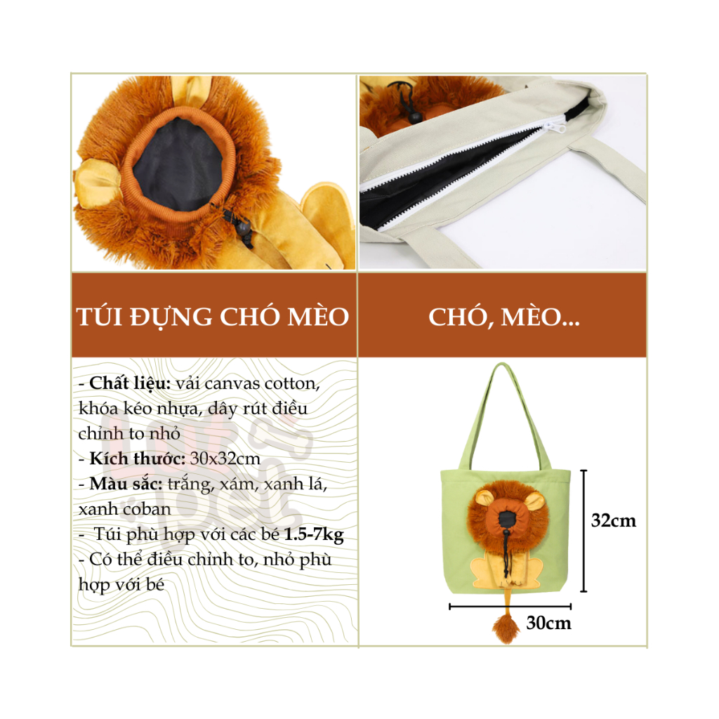 Túi vận chuyển chó mèo đeo vai, balo vận chuyển thú cưng hình sư tử - lutpet
