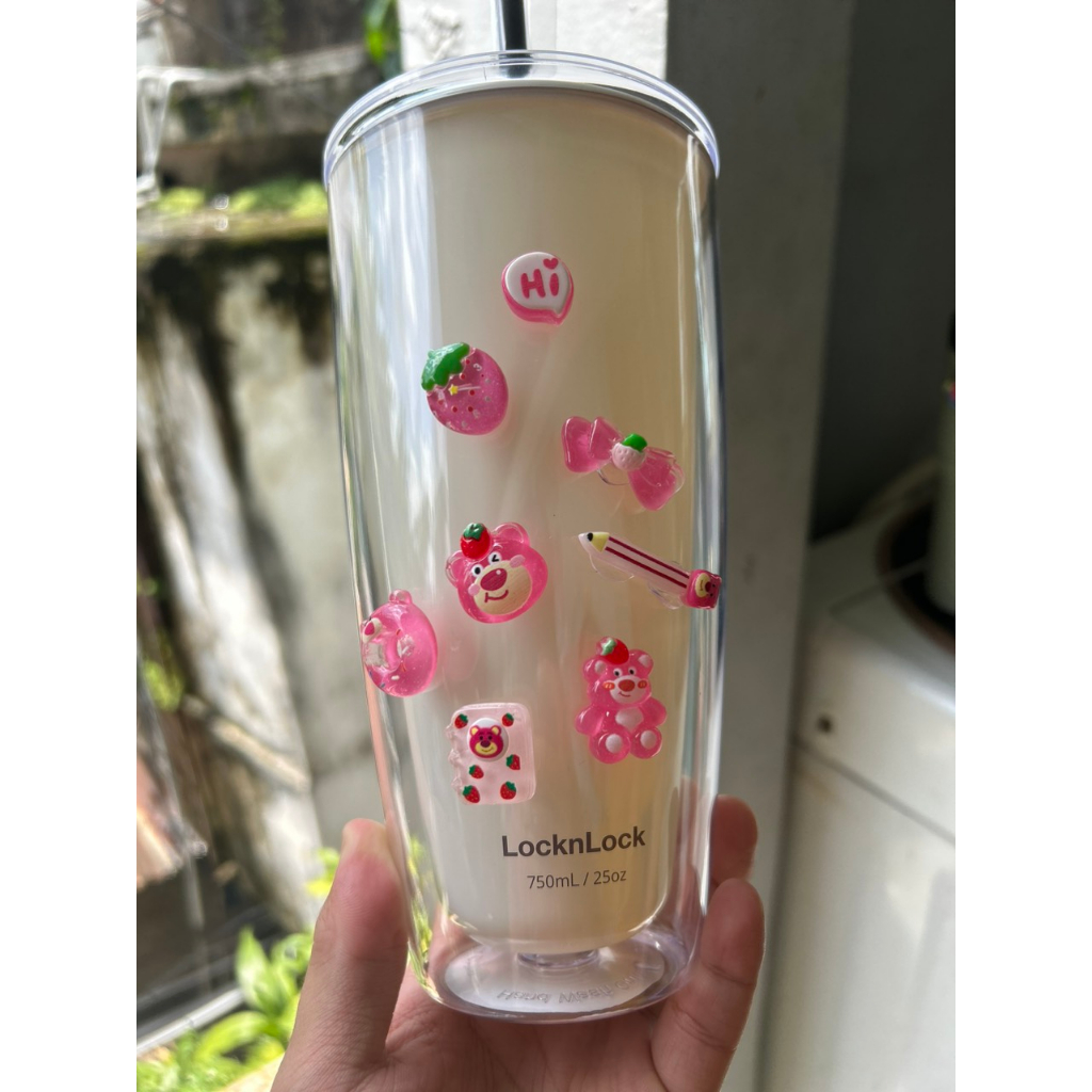 Set sticker 3d,charm gấu dâu, losto dễ thương dán bình nước, toploader, sổ trang trí DIY- trang trí lồng đèn