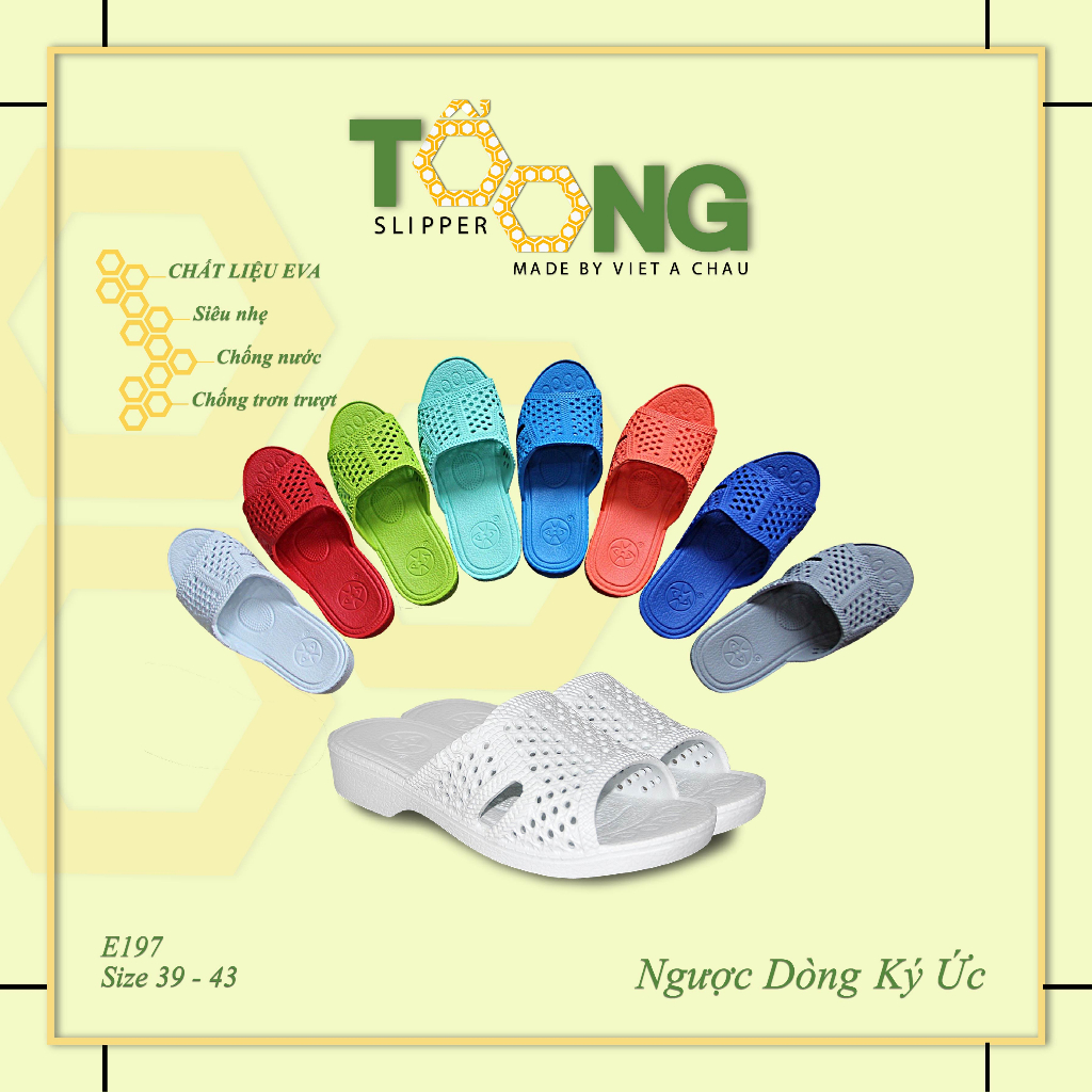 Dép tổ ong ĐỎ-VÀNG-CHUỐI-TÍM-XANH NGỌC nhựa EVA bền, nhẹ, chống trơn trượt FORM LỚN ĐẶT LÙI 1-2 SIZE