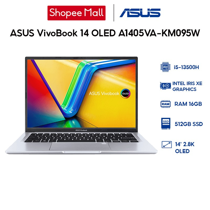 [Nhập ELGAMEFEB giảm 10%] Laptop ASUS VivoBook 14 OLED A1405VA-KM095W i5-13500H|16GB|512GB|Iris Xe Graphics|14'