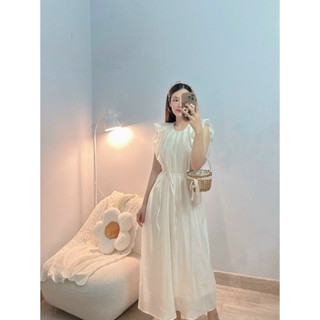ĐẦM MAXI TAY BỒNG DÁNG SUÔNG KÈM DÂY EO RỜI ( MẶC ĐƯỢC 2 KIỂU ) - Hình shop chụp thật