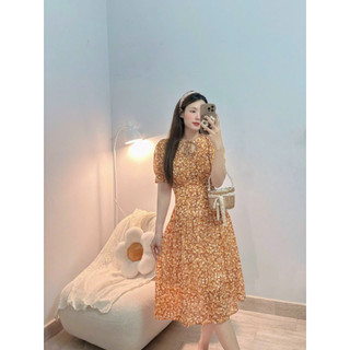 ĐẦM THIẾT KẾ PHÂN MẢNH TAY LỠ KẾT HỢP DÂY NƠ- Hình shop chụp thật