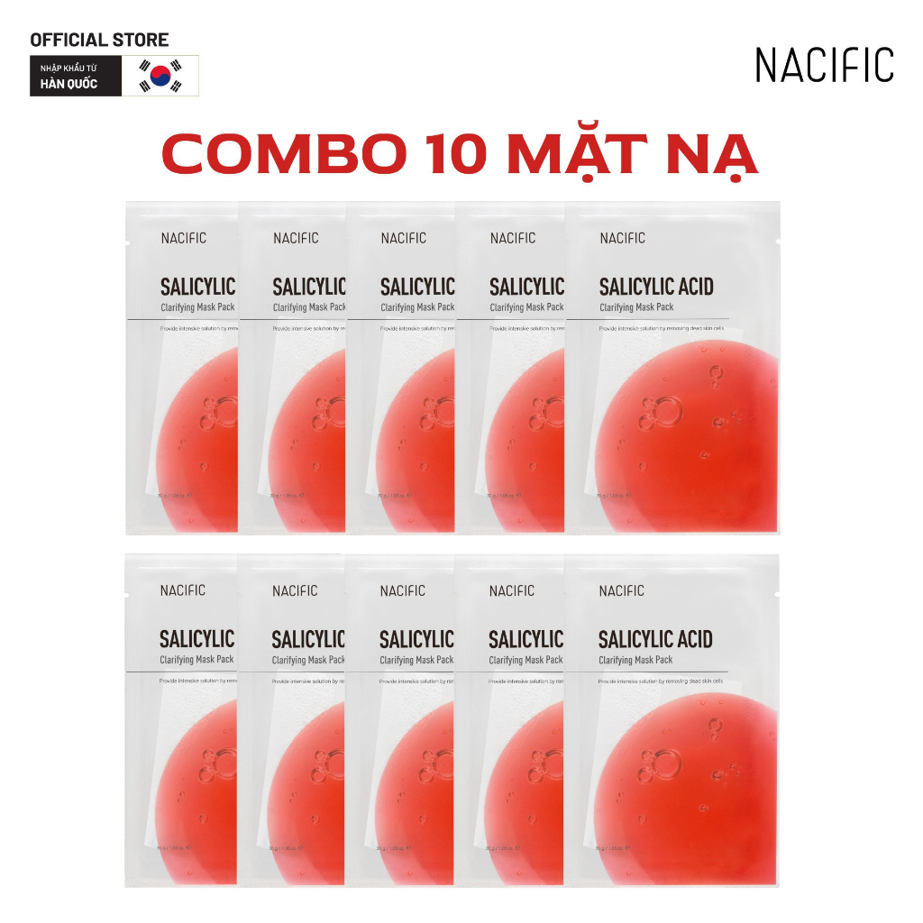 Combo 10 pcs Nacific Mặt nạ Salicylic Acid Clarifying Mask Pack 30g