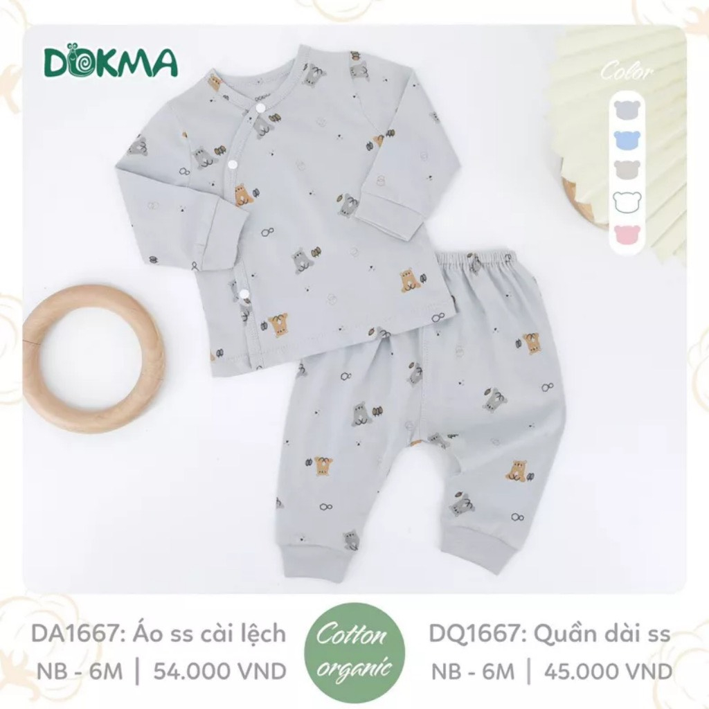 Bộ sơ sinh dài tay Dokma cài lệch