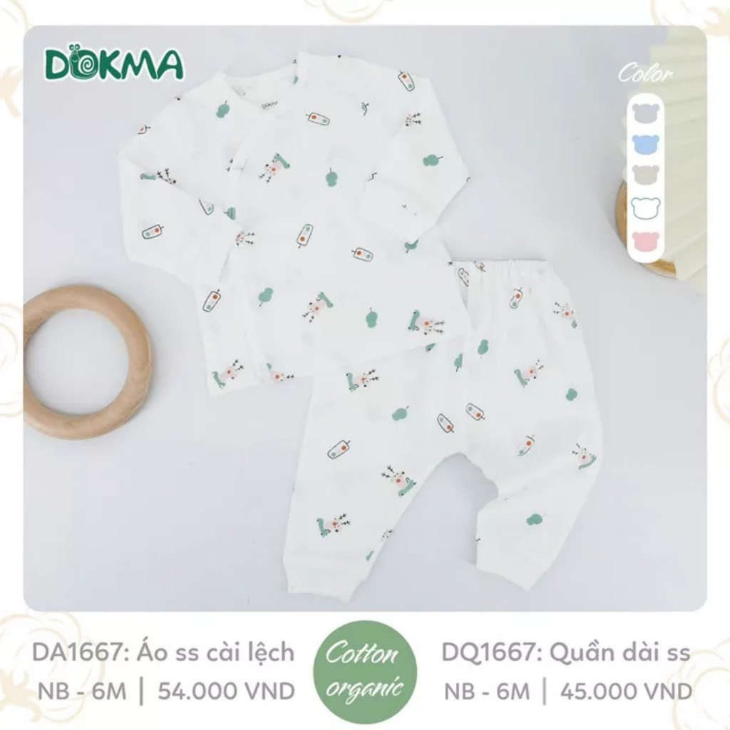 Bộ sơ sinh dài tay Dokma cài lệch
