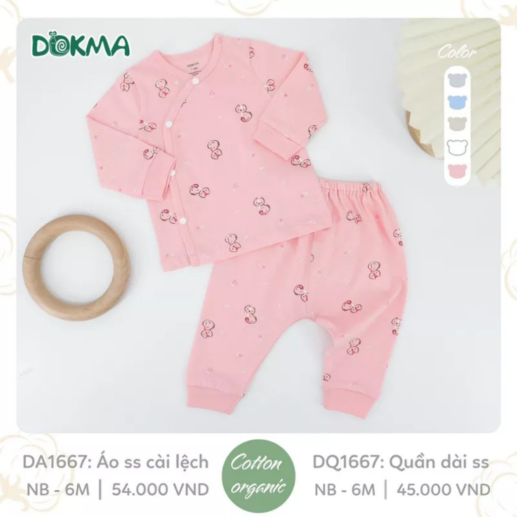 Bộ sơ sinh dài tay Dokma cài lệch