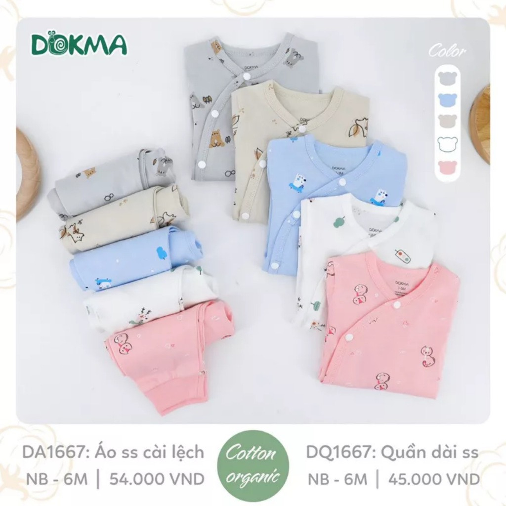 Bộ sơ sinh dài tay Dokma cài lệch