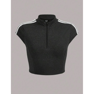 Áo Thun Croptop Phối Sọc Trắng