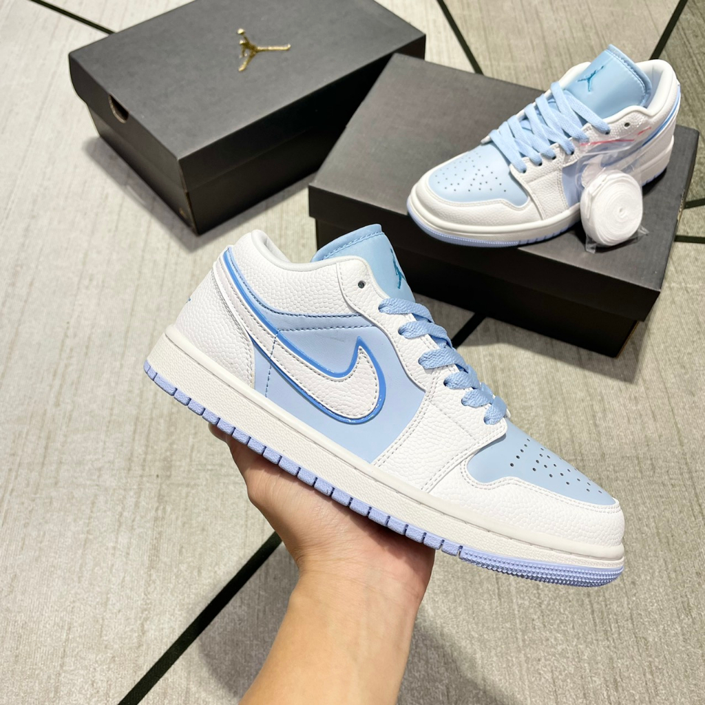 Giày _jordan low ice blue, giày sneaker hàng chuẩn trung full box + bill