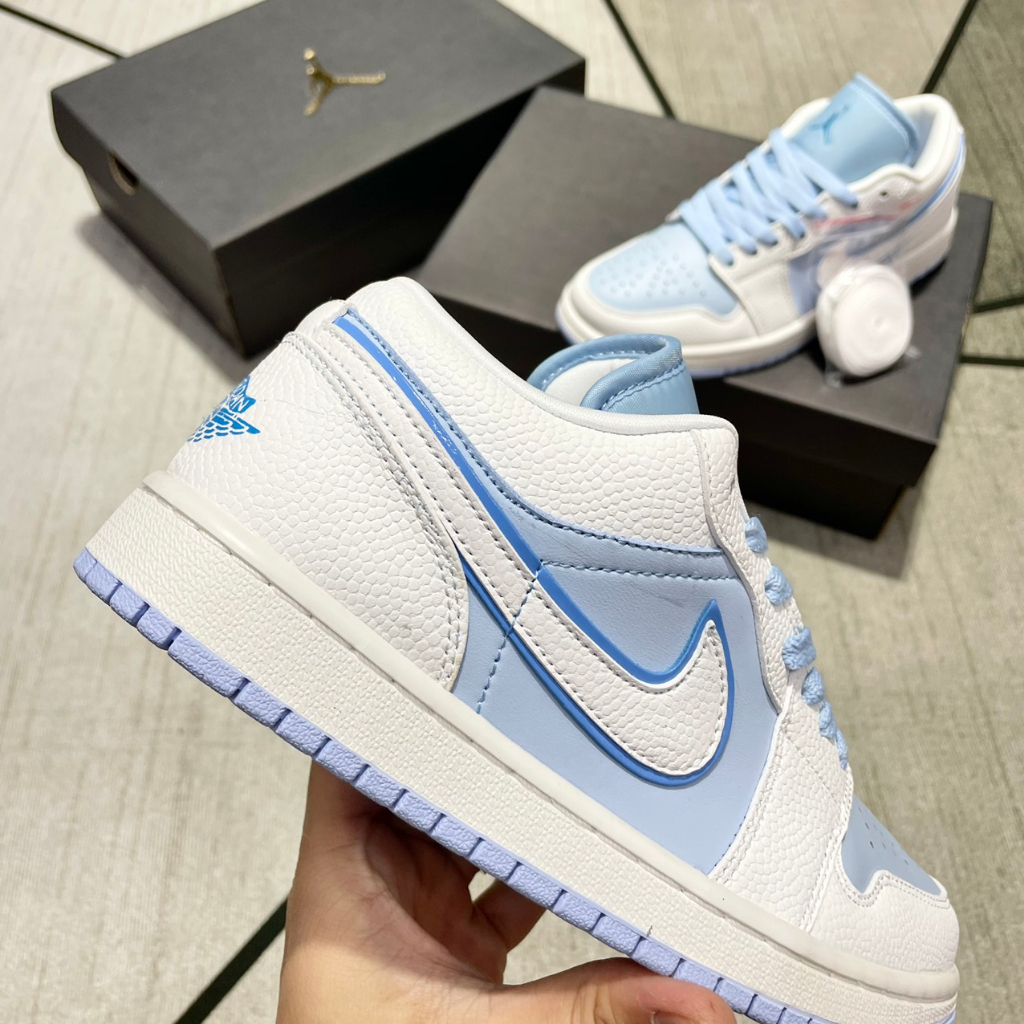 Giày _jordan low ice blue, giày sneaker hàng chuẩn trung full box + bill
