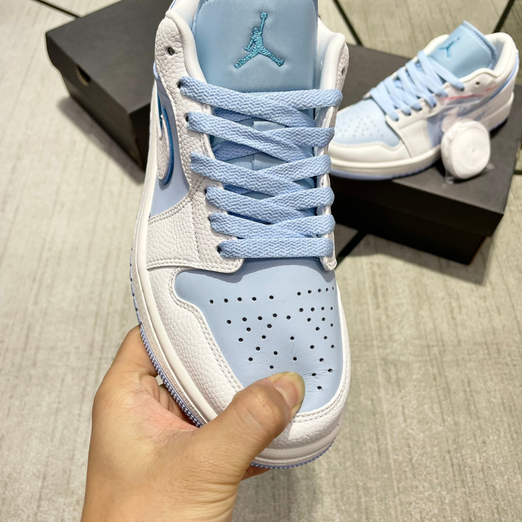 Giày _jordan low ice blue, giày sneaker hàng chuẩn trung full box + bill