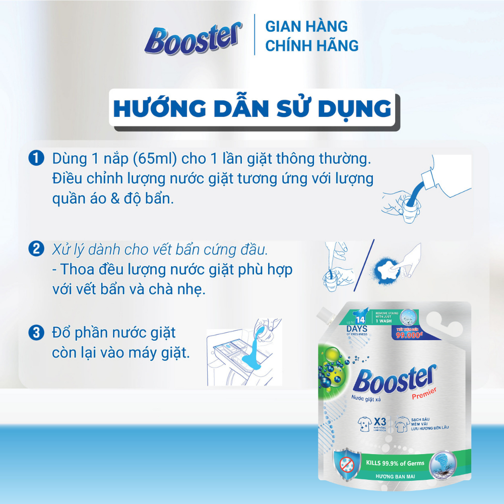 Nước Giặt Xả Booster Premier Được Tạo Từ Tinh Dầu Thiên Nhiên, Lưu Hương Bền Lâu Trong 14 Ngày