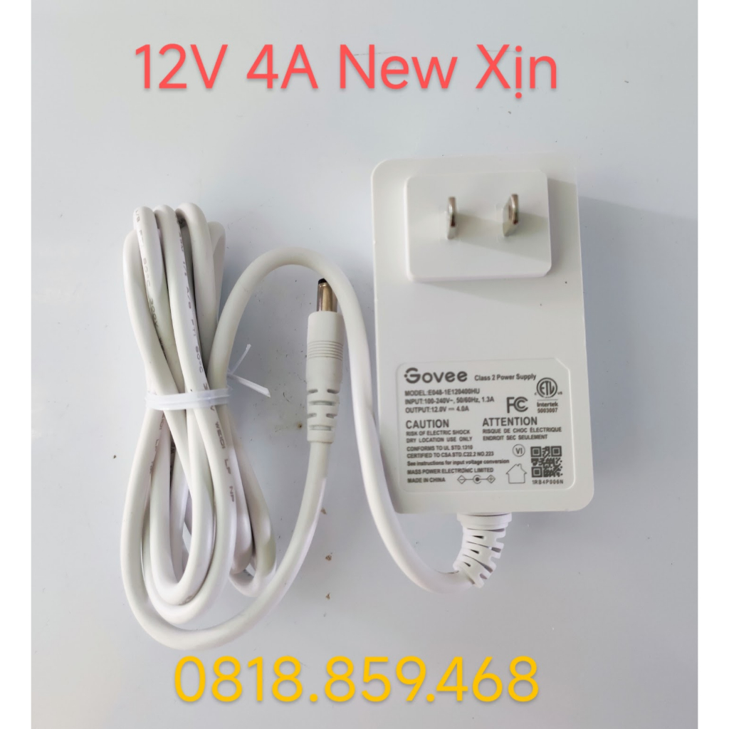 Mới 100% 12V 4A 5.5x2.5mm GOVEE và NU ANS adapter sạc nguồn xịn cho Router, LED, Modem, Đèn Quạt, Camera - Có VAT CO CQ