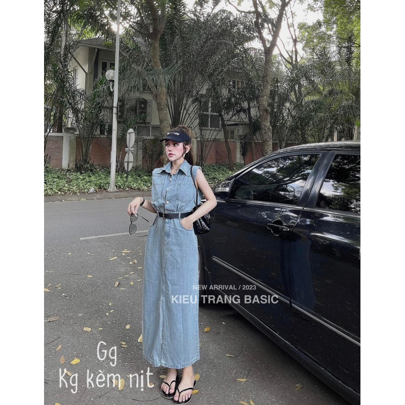 ĐẦM JEAN DÁNG DÀI NÚT BALO