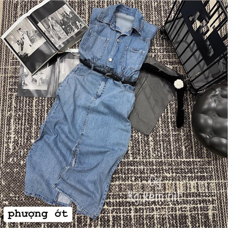 ĐẦM JEAN DÁNG DÀI NÚT BALO