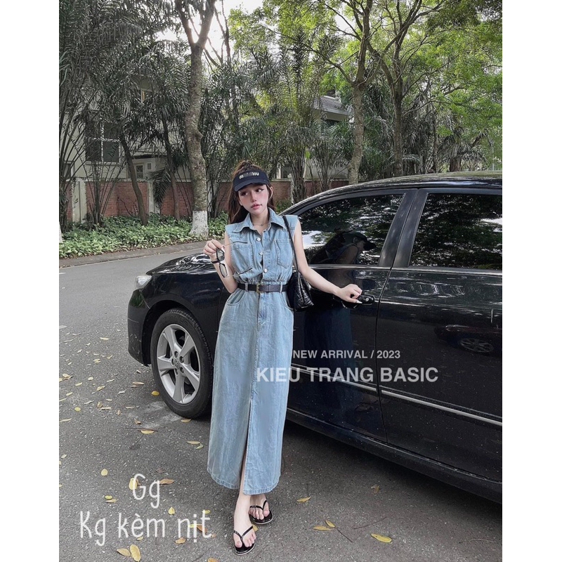 ĐẦM JEAN DÁNG DÀI NÚT BALO