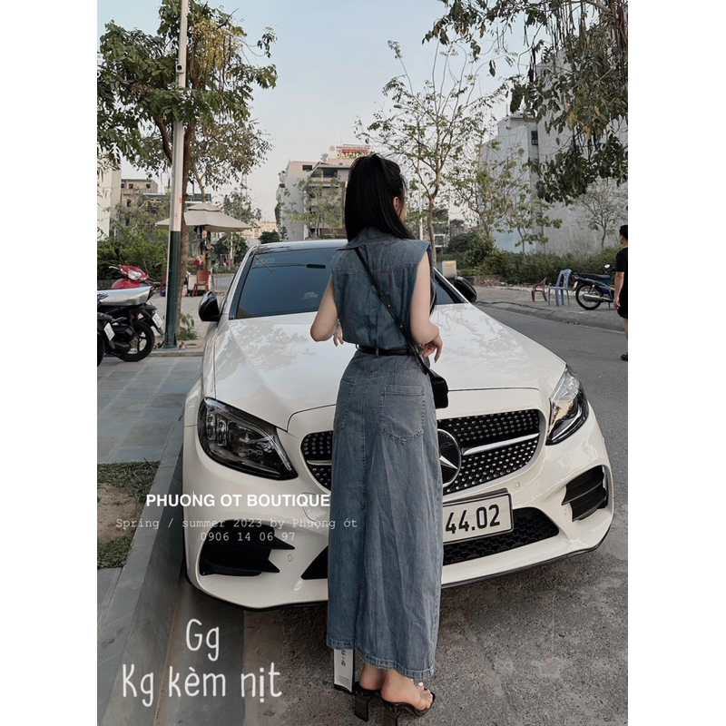 ĐẦM JEAN DÁNG DÀI NÚT BALO