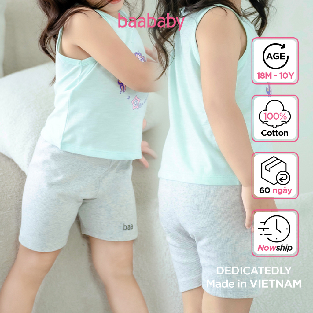 Quần biker bé gái, quần legging đùi thun gân cho bé từ 1 tuổi - 7 tuổi Baa Baby - B-GT-QU26N-05