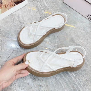 Giày Sandal nữ xỏ ngón 4 dây đan mút hậu chun đế PU cao 4P siêu êm