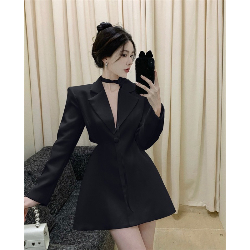 TKLIHN Áo VEST ulzzang phong cách FASHIONITA thêu Nơ trước ngực HOT 2023 Áo Blazer mix màu HOT TREND