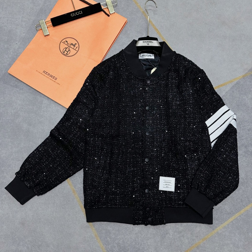 Áo khoác sơmi Thom Vải Kim Tuyến Phối Bốn Vạch Thêu Chuẩn Hàng Tàu, Áo dạ kim tuyến nam nữ mùa hè Cao Cấp 2023