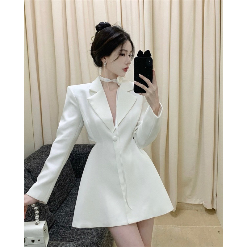 TKLIHN Áo VEST ulzzang phong cách FASHIONITA thêu Nơ trước ngực HOT 2023 Áo Blazer mix màu HOT TREND