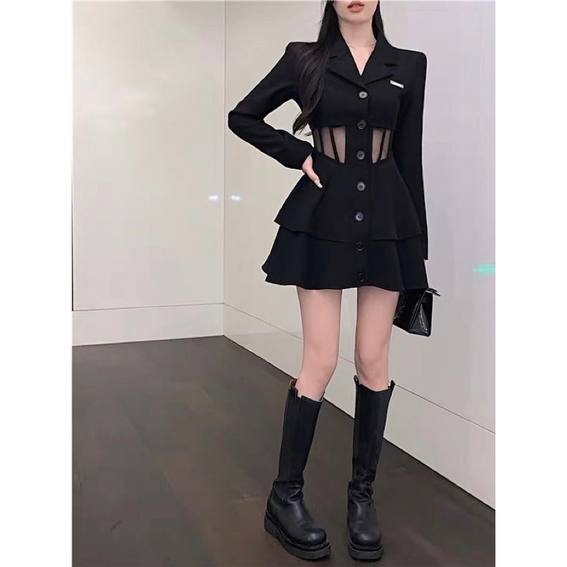TKLIHN Áo VEST ulzzang phong cách FASHIONITA thêu Nơ trước ngực HOT 2023 Áo Blazer mix màu HOT TREND