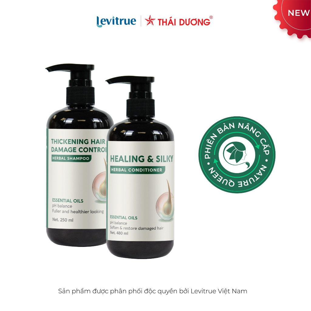 Combo dầu gội, xả thảo dược hỗ trợ mọc tóc, giảm gãy rụng tóc - NATURE QUEEN (Phiên bản đặc biệt) - 250ml & 480ml