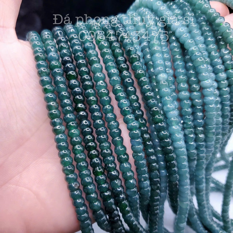 Chuỗi vòng lam ngọc bánh xe quấn 3 vòng size 5.5mm siêu đẹp vip kèm hộp gấm cao cấp
