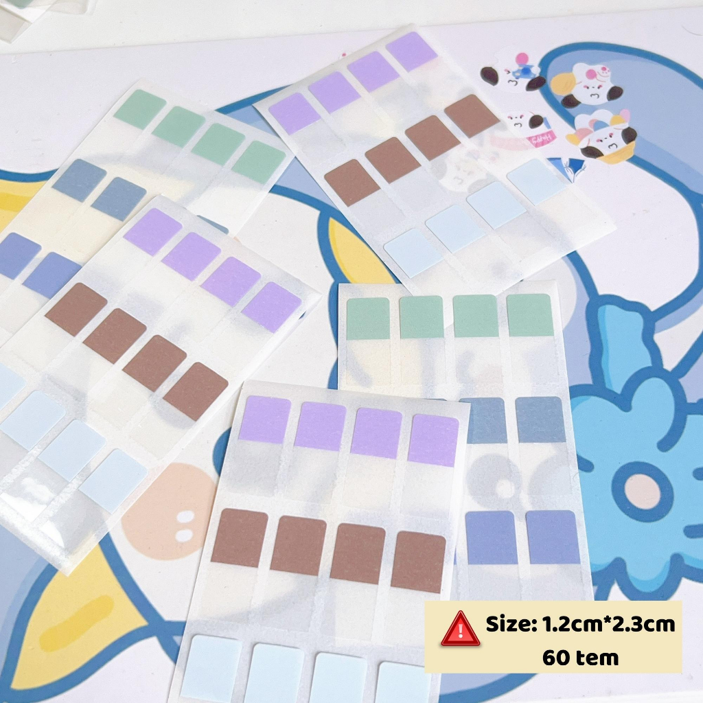 Giấy note đánh dấu trang 60 tấm, giấy ghi chú nhự pet, giấy dán card