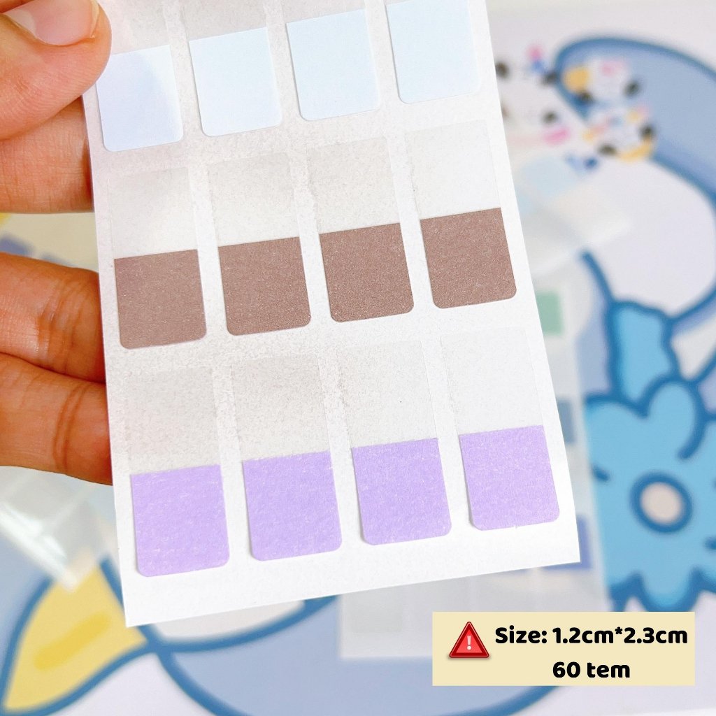 Giấy note đánh dấu trang 60 tấm, giấy ghi chú nhự pet, giấy dán card