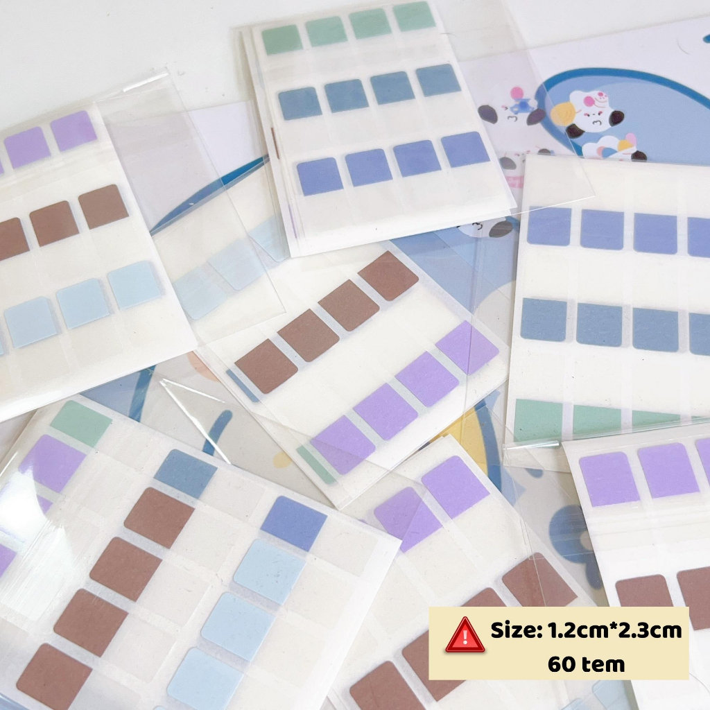 Giấy note đánh dấu trang 60 tấm, giấy ghi chú nhự pet, giấy dán card