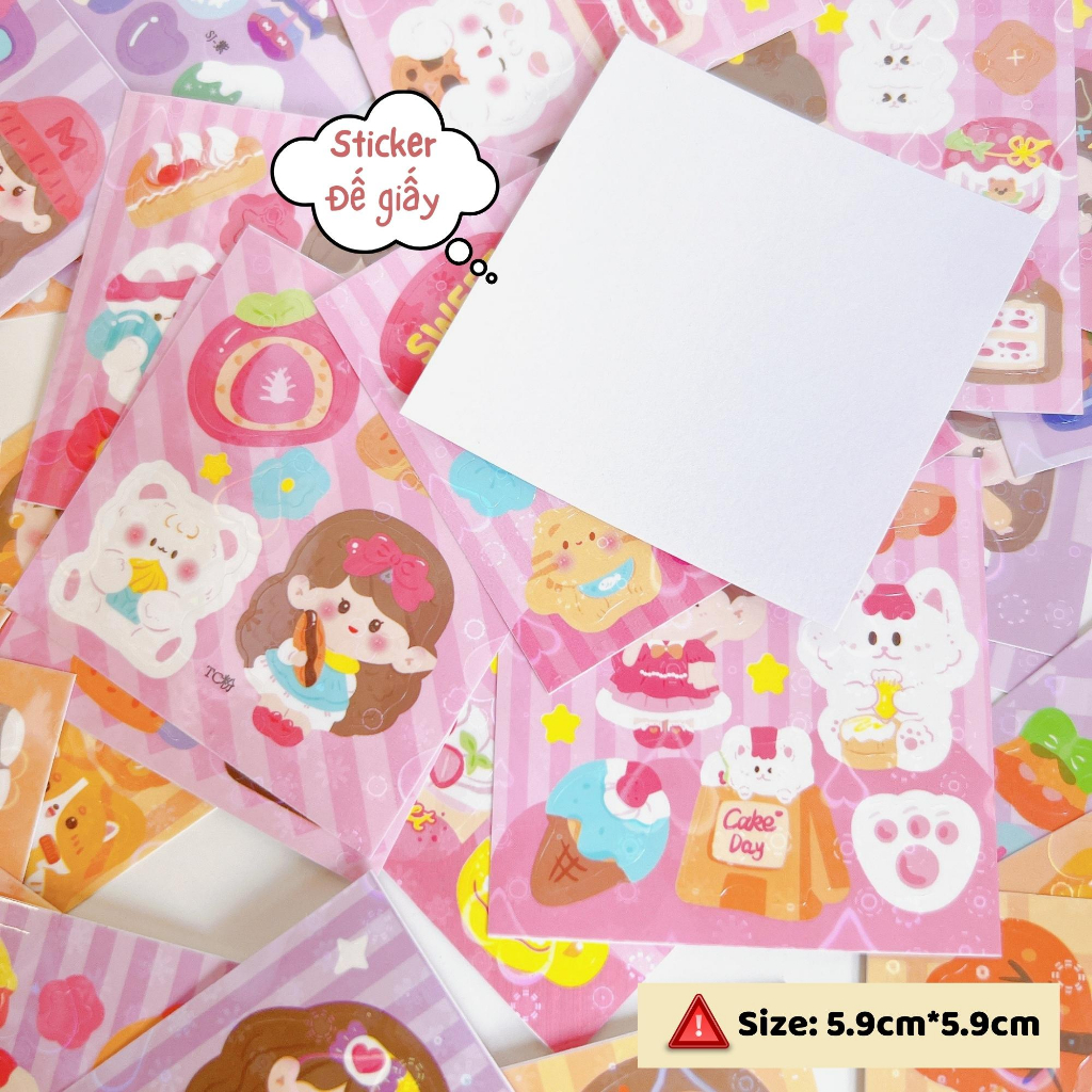 Set 100 sticker hologram không trùng nhau, nhãn dán lấp lánh mini size 5.9cm