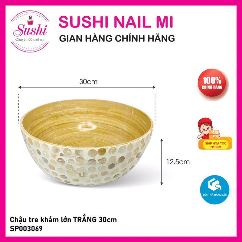 Chậu tre khảm màu ngâm tay, ngâm chân 15cm, 30cm chuyên dụng cho các spa - Sushi nail mi