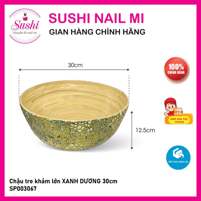 Chậu tre khảm màu ngâm tay, ngâm chân 15cm, 30cm chuyên dụng cho các spa - Sushi nail mi