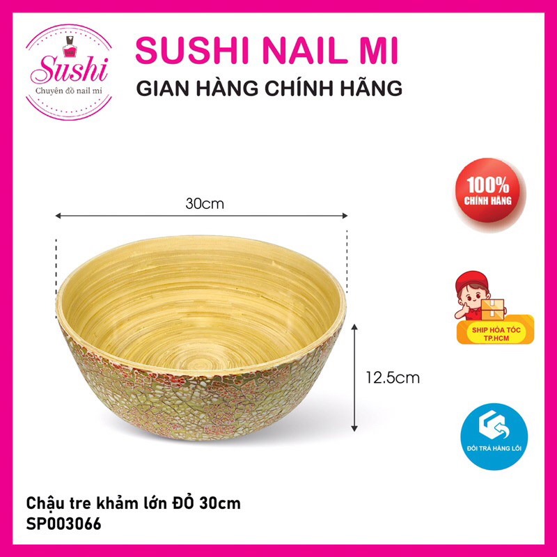 Chậu tre khảm màu ngâm tay, ngâm chân 15cm, 30cm chuyên dụng cho các spa - Sushi nail mi