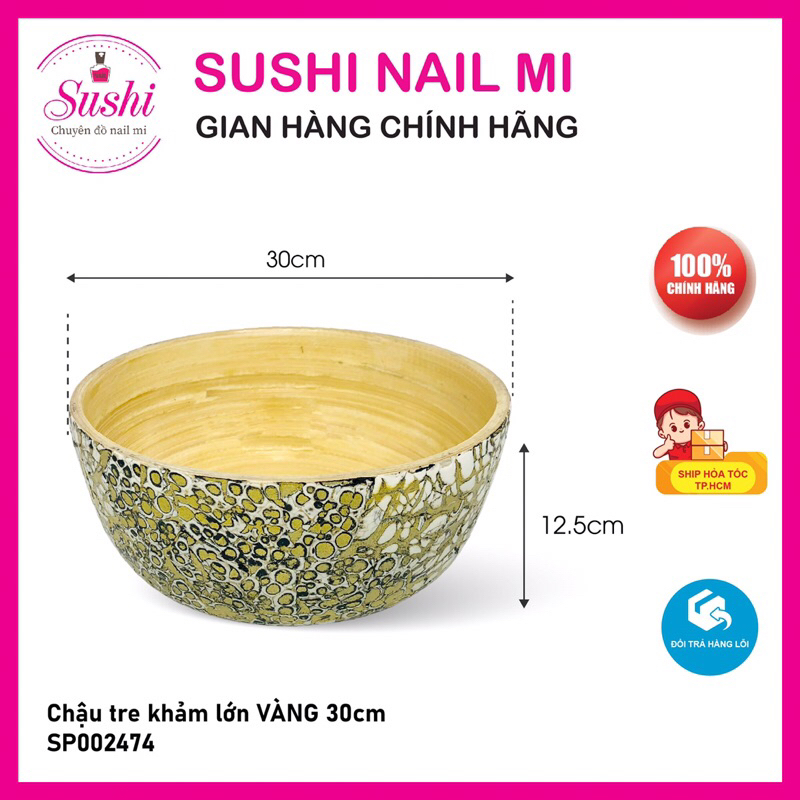 Chậu tre khảm màu ngâm tay, ngâm chân 15cm, 30cm chuyên dụng cho các spa - Sushi nail mi