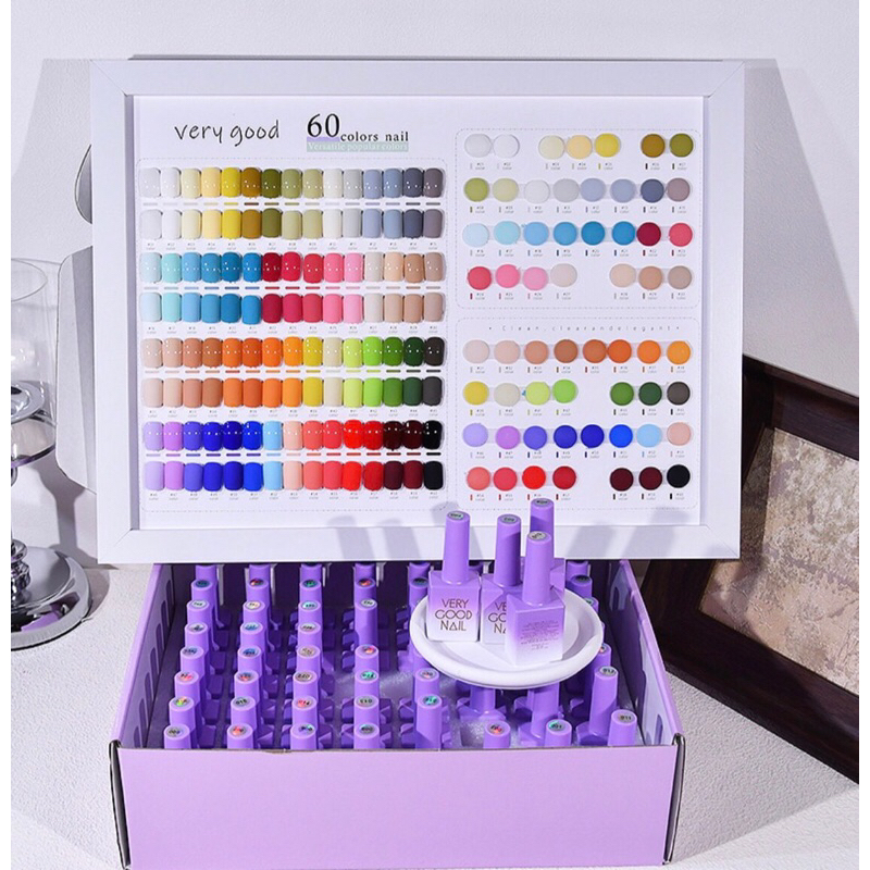 Set sơn gel Very Good 60 màu chai tím kèm bảng màu , base , top  - Sushi nail mi
