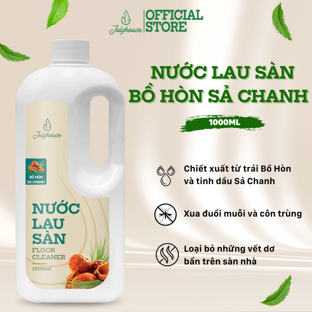 [Mới] Nước lau sàn nhà đuổi muỗi tinh dầu Sả Chanh - Bồ hòn hữu cơ an toàn cho sức khỏe cả gia đình