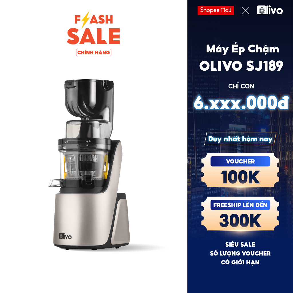 Máy Ép Chậm OLIVO SJ189 Cao Cấp – Ép Trái Cây – Rau Củ Quả – Làm Kem – BH 10 Năm – Livo Making Life Easier