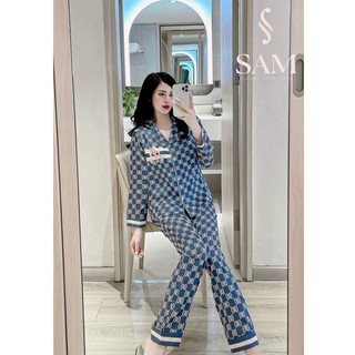 bộ lụa hãng SAM cao cấp áo ngắn tay quần dài bộ pijama mặc nhà đẹp màu trang nhã siêu xinh