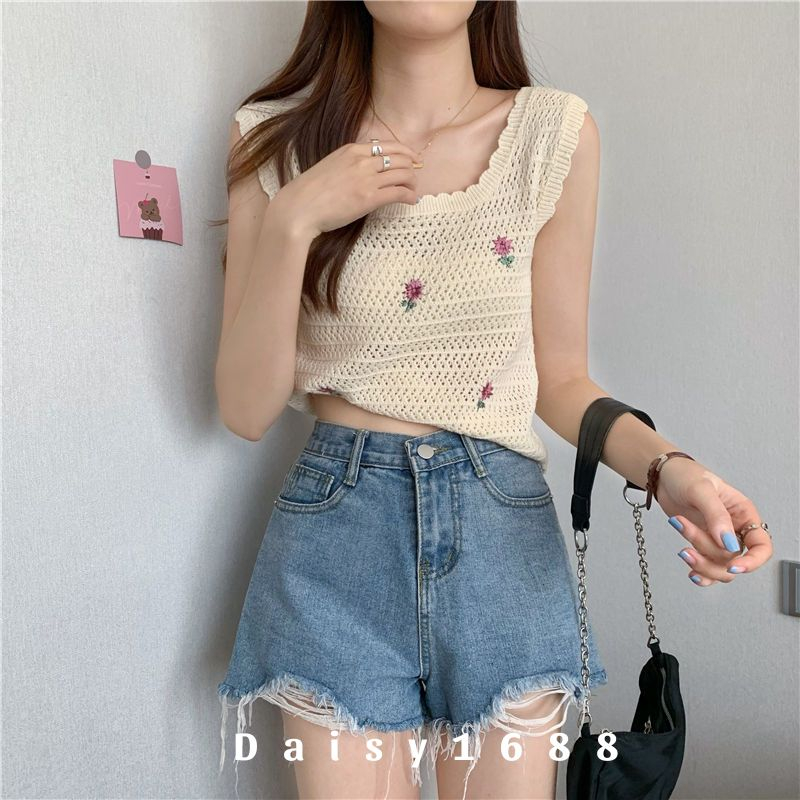 Áo len ba lỗ không tay cổ vuông đủ size SML Daisy1688